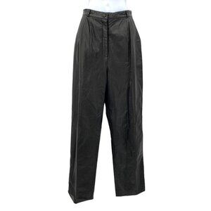 Erez Vintage 80s Black Leather Straight Leg Pants SZ 12 High Rise Grunge Biker